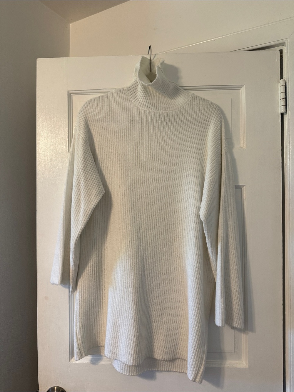Princess Polly Cream Ribbed Turtleneck Sweater Dress